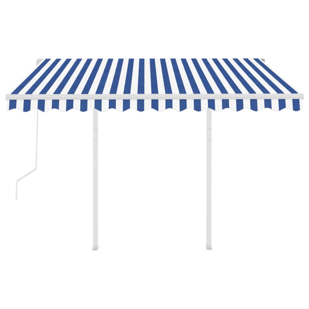 Tenda da Sole Retrattile Automatica Pali 3,5x2,5 m Blu e Bianca