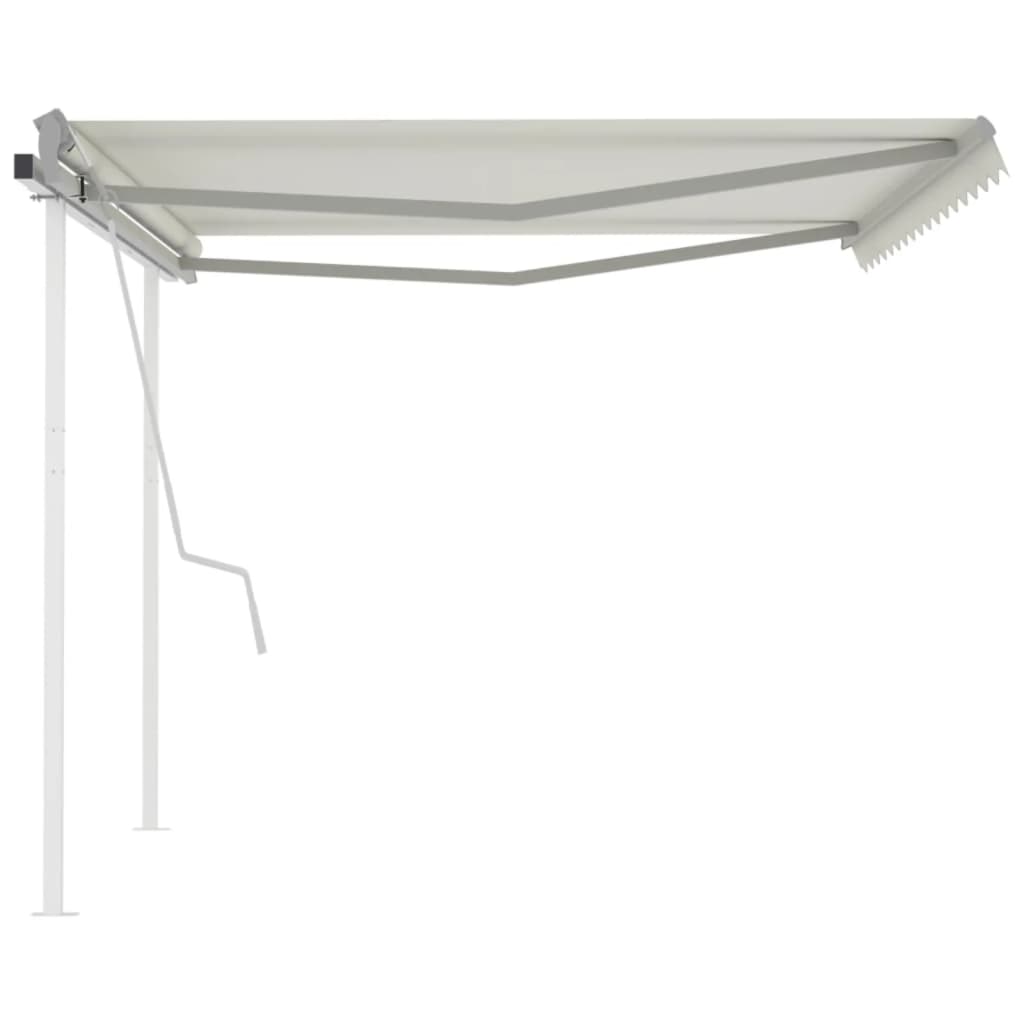 Tenda da Sole Retrattile Manuale con Pali 4x3 m Crema
