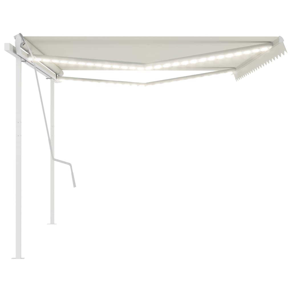 Tenda da Sole Retrattile Manuale con LED 5x3,5 m Crema