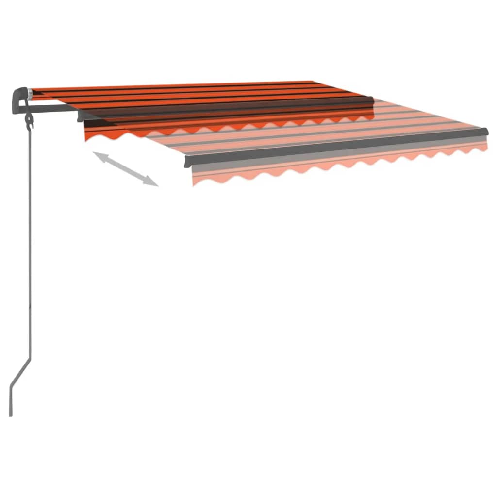 Tenda Retrattile Automatica con Pali 3,5x2,5m Arancio e Marrone