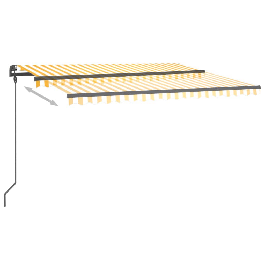 Tenda Automatica con Sensore Vento LED 4,5x3 m Gialla e Bianca