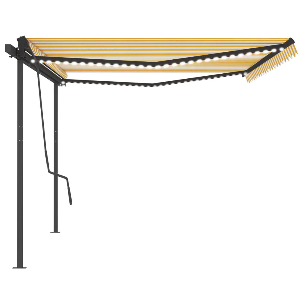 Tenda Automatica con Sensore Vento LED 5x3,5 m Gialla e Bianca