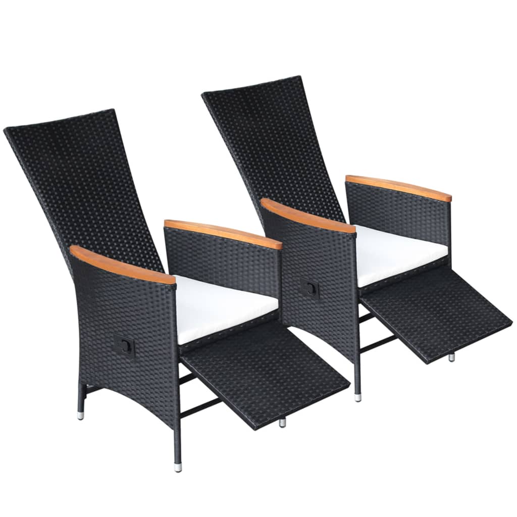 Se da Pranzo per Giardino 5 pz con Cuscini in Polyrattan Nero