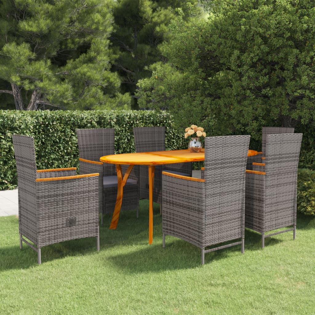 Set Mobili da Pranzo per Giardino 7 pz Grigio