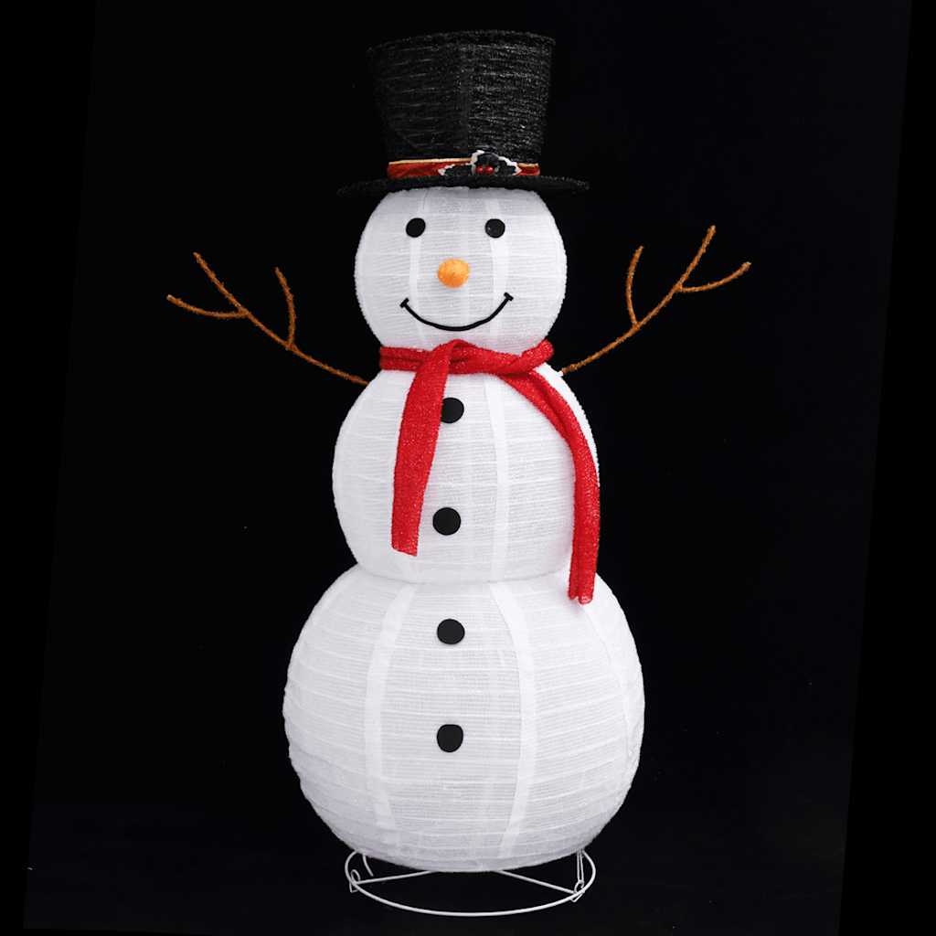 Figura Natalizia Pupazzo di Neve a LED Tessuto Pregiato 120 cm
