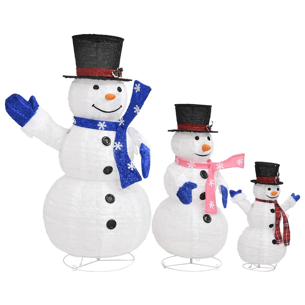 Figure Decorative Famiglia di Pupazzi di Neve LED Tessuto Lusso