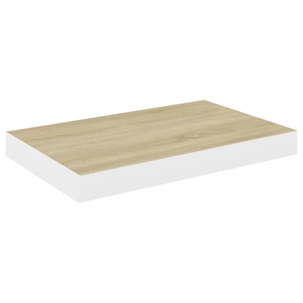 Scaffali a Parete 2 pz Rovere e Bianco 50x23x3,8 cm in MDF