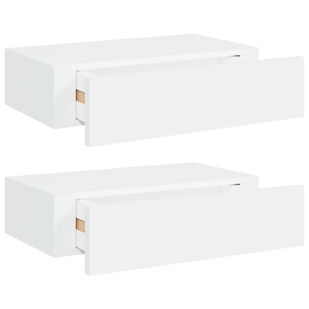 Scaffali con Cassetti da Parete 2 pz Bianchi 40x23,5x10 cm MDF