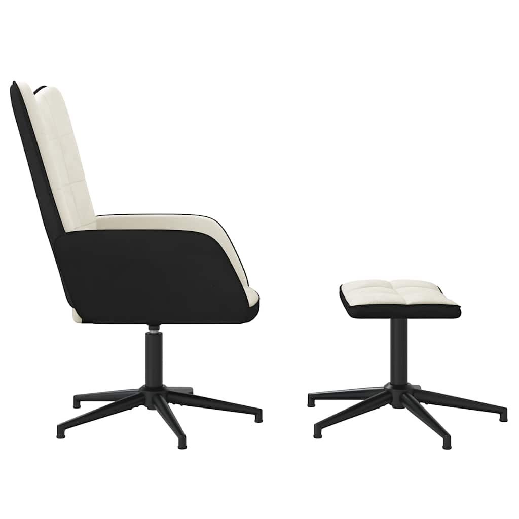 Poltrona Relax con Poggiapiedi Bianco Crema in Velluto e PVC