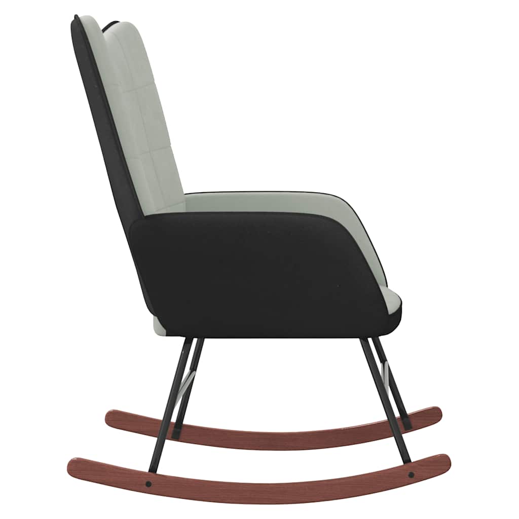 Sedia a Dondolo Grigio Chiaro in Velluto e PVC