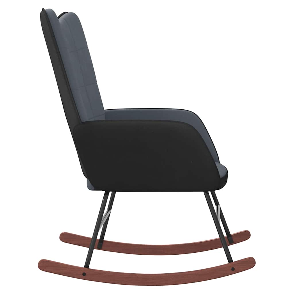 Sedia a Dondolo Grigio Scuro in Velluto e PVC