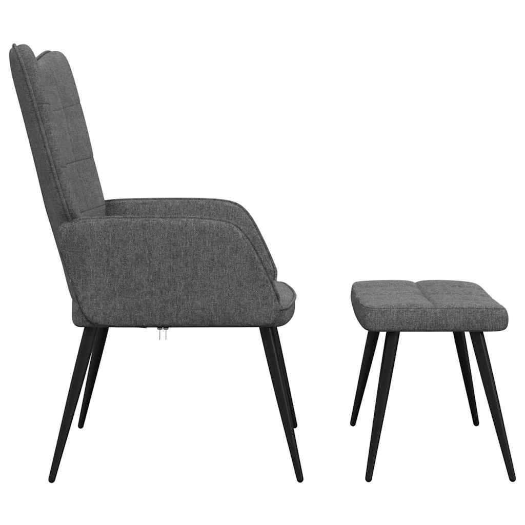 Sedia Relax con Sgabello Grigio Scuro in Tessuto