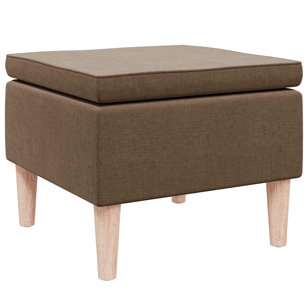 Poggiapiedi con Gambe in Legno Marrone in Tessuto