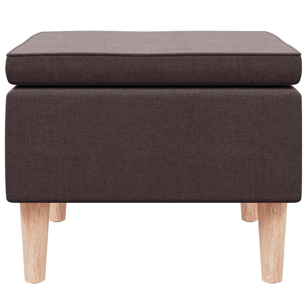 Poggiapiedi con Gambe in Legno Marrone Scuro in Tessuto