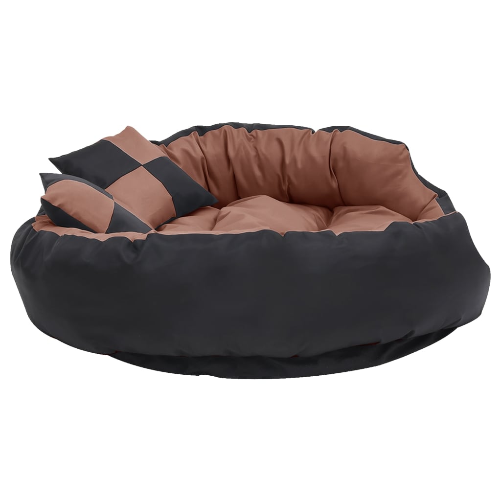 Cuscino per Cani Reversibile Lavabile Nero Marrone 110x80x23cm