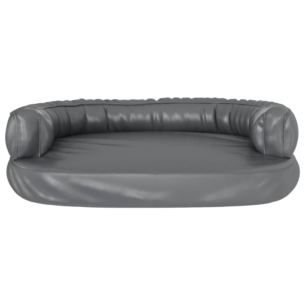 Letto per Cani Ergonomico Gommapiuma Grigio 88x65 cm Similpelle
