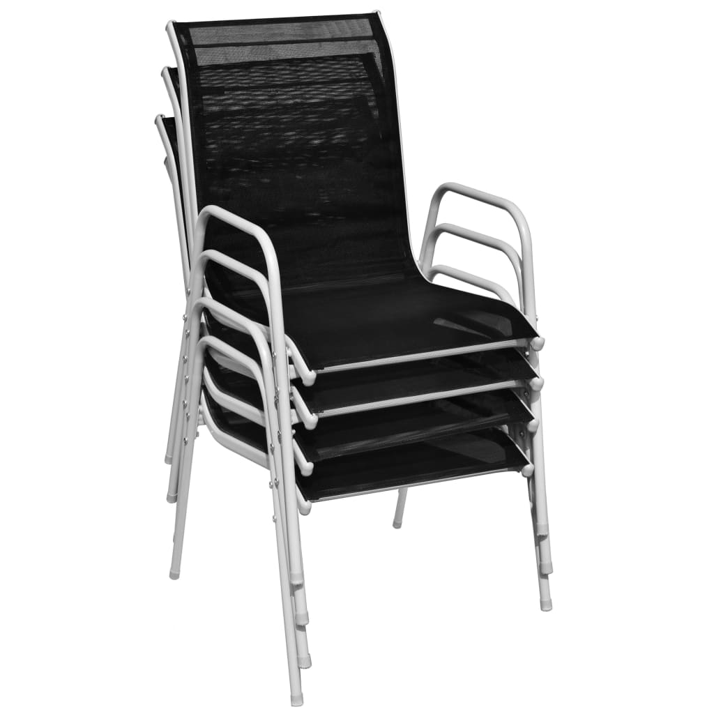 Set da Pranzo da Giardino 5 pz in Acciaio Nero