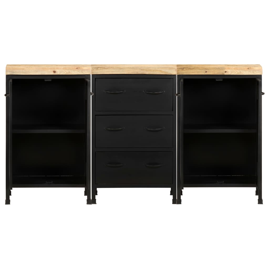 Credenza con 3 Cassetti e 4 Ante in Massello di Mango Grezzo