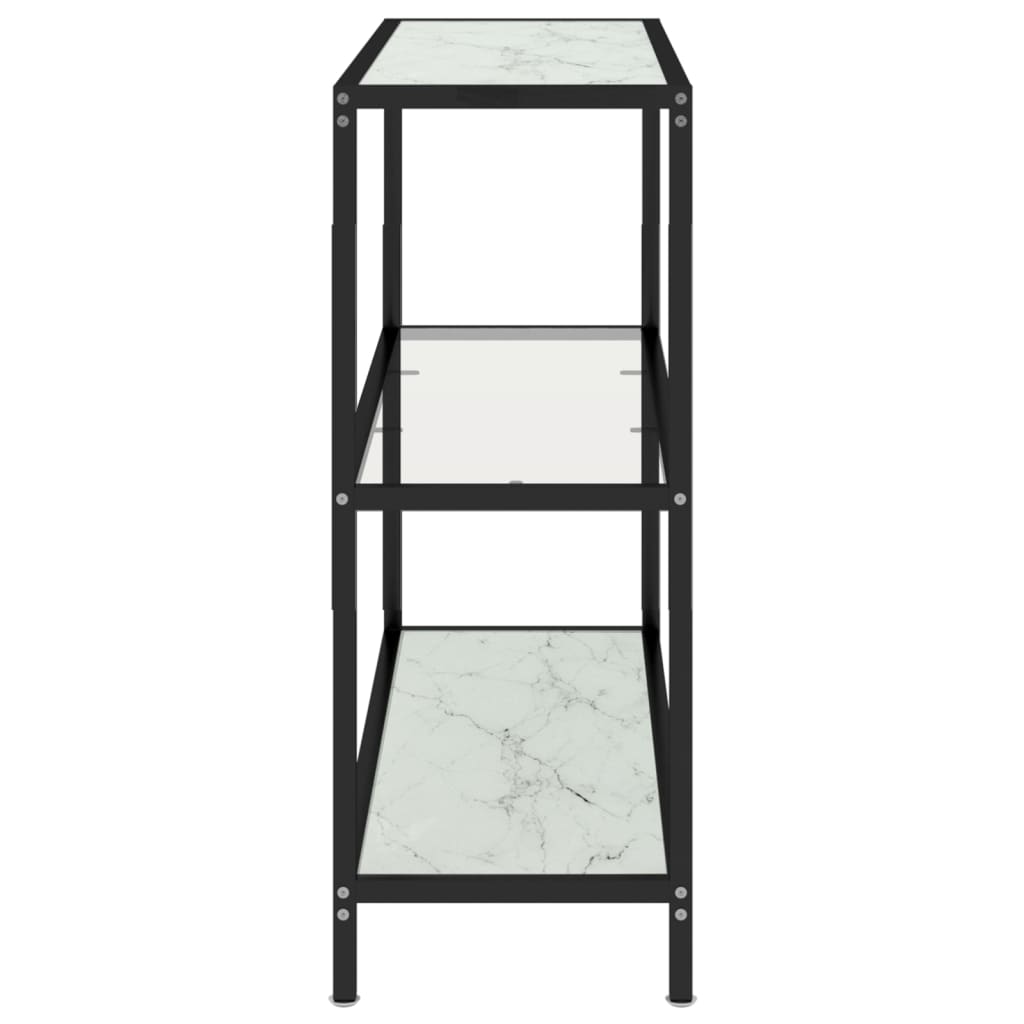 Scaffale Trasparente e Marmo Bianco 100x36x90cm Vetro Temperato