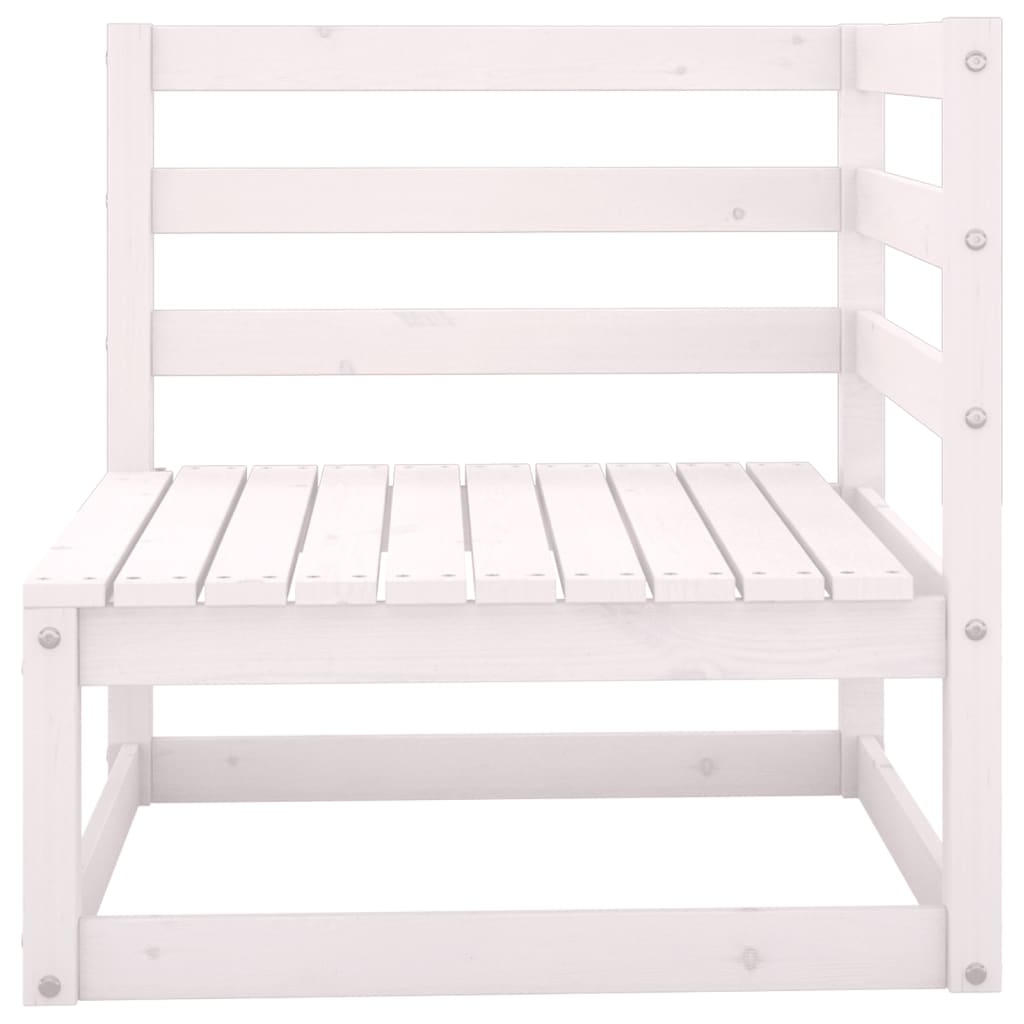 Set Divani da Giardino 7pz Bianco in Legno Massello di Pino