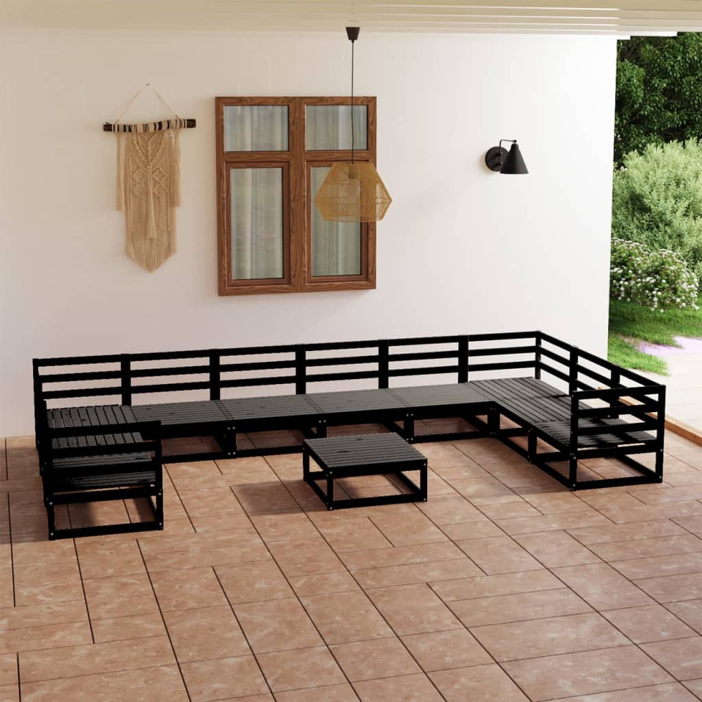 Set Divani da Giardino 11 pz in Legno Massello di Pino