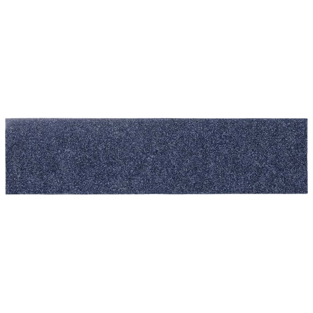 Tappetini per scale autoadesivi 15 pz 76x20 cm Grigio Blu Rettangolari