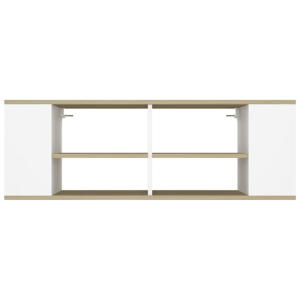 Mobile TV Parete Bianco Rovere Sonoma 102x35x35 cm Multistrato