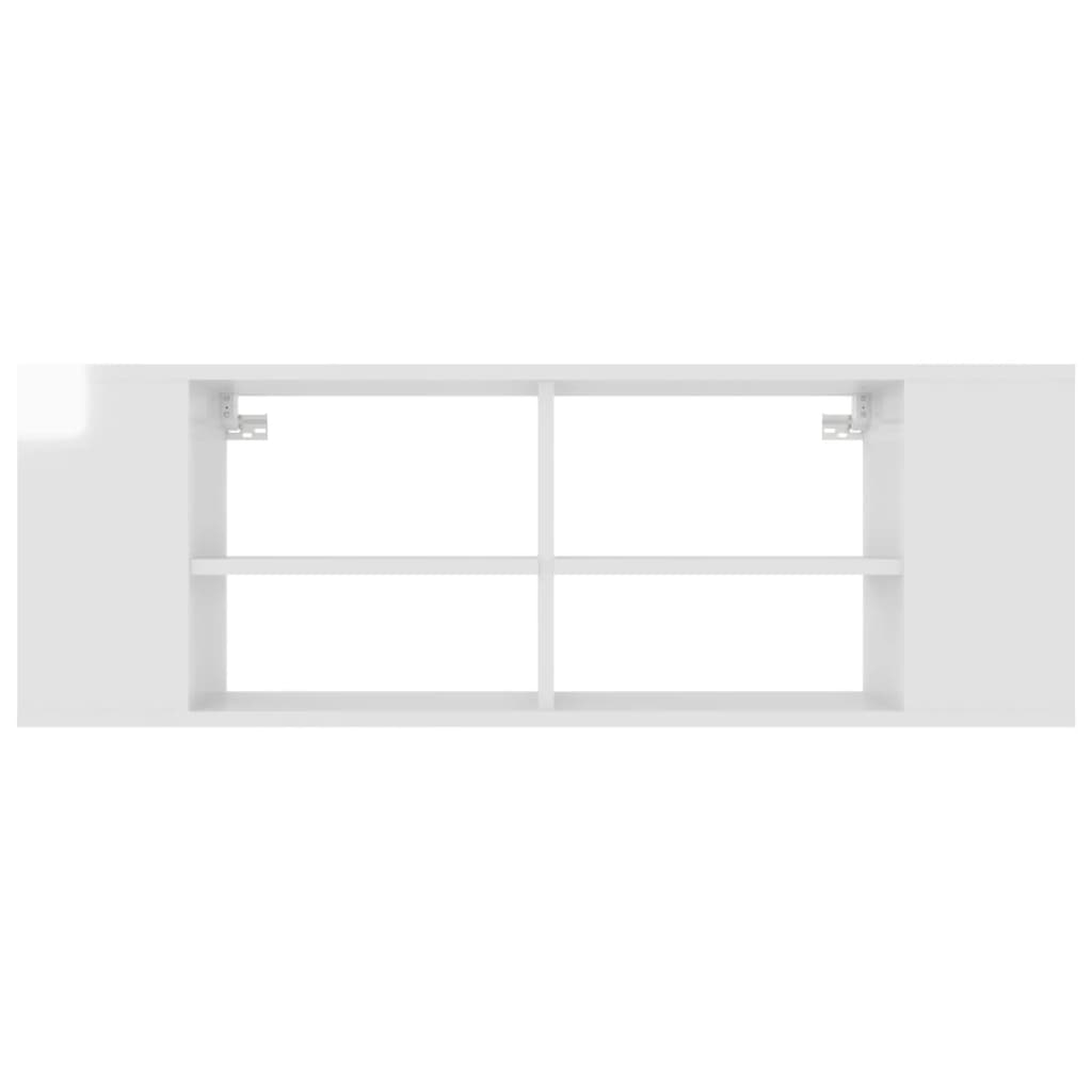 Mobile TV da Parete Bianco Lucido 102x35x35cm Legno Multistrato