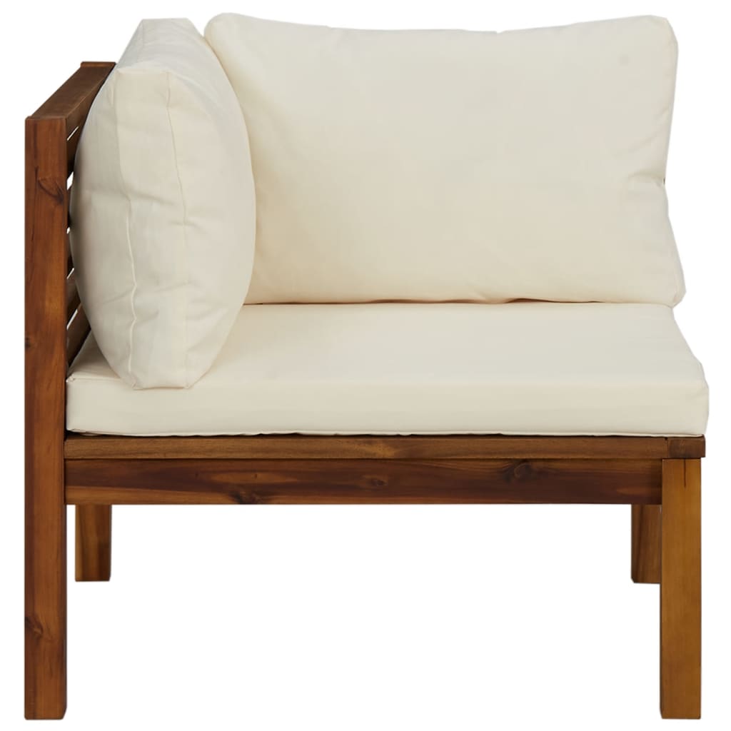 Divani Angolari 2 pz con Cuscini Bianco Crema Massello Acacia