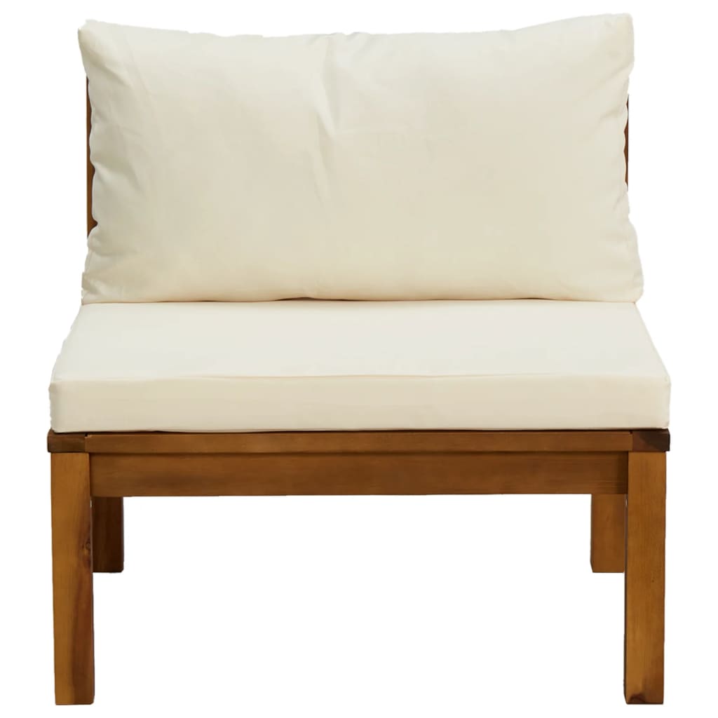 Set Divani da Giardino 2pz Cuscini Bianco Crema Massello Acacia