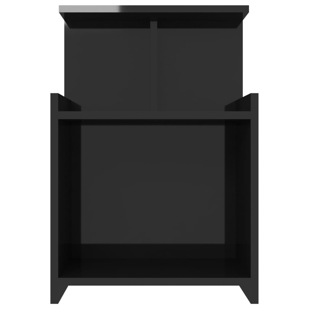 Comodini 2pz Nero Lucido 40x35x60 cm in Legno Multistrato