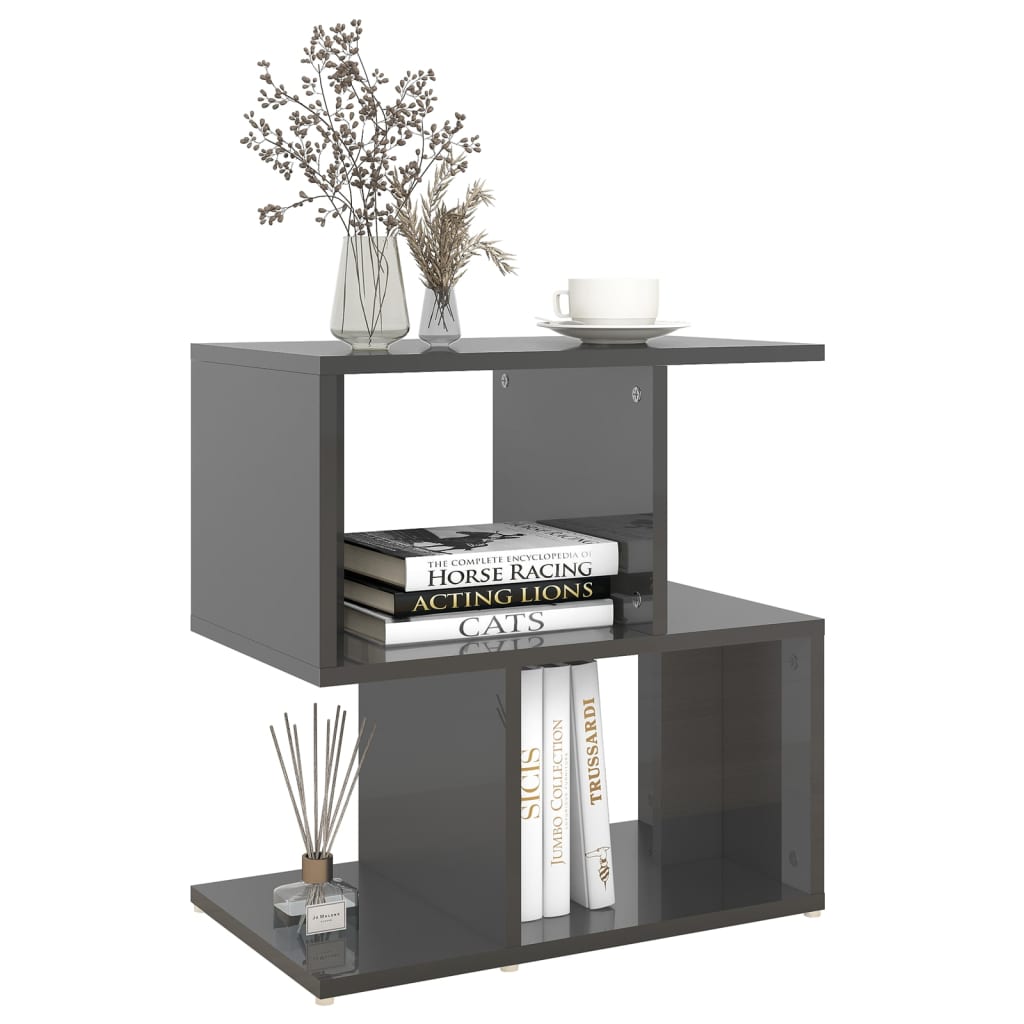 Comodini 2pz Grigio Lucido 50x30x51,5 cm in Legno Multistrato