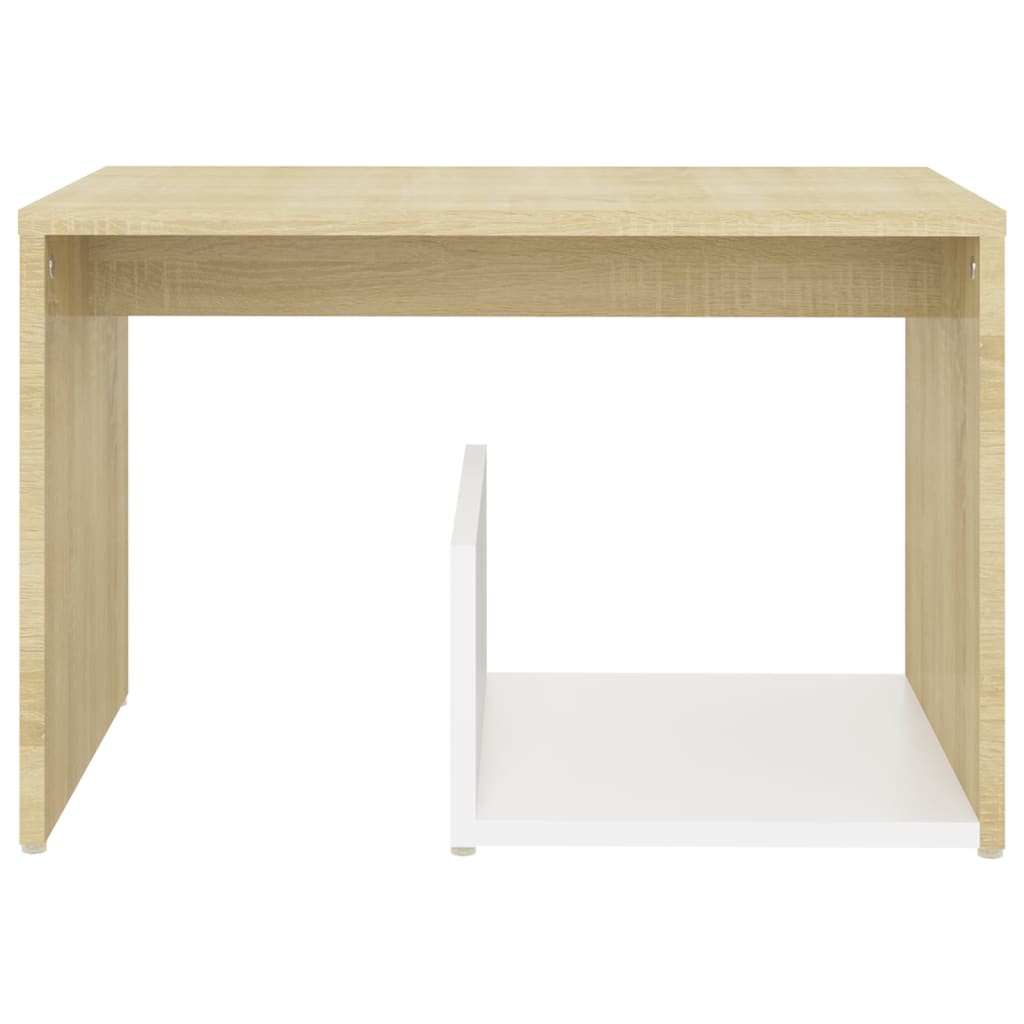 Tavolino Bianco e Rovere Sonoma 59x36x38 cm Legno Multistrato