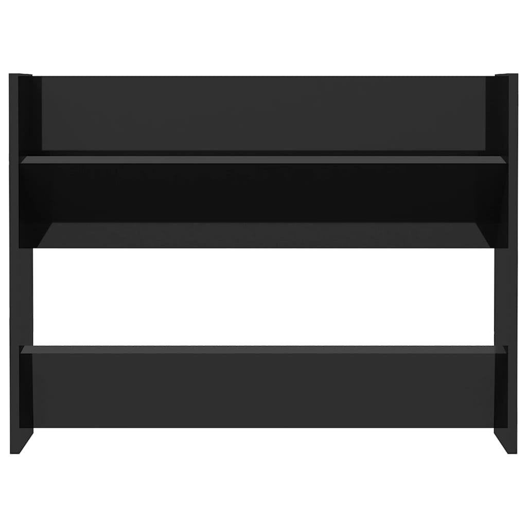 Scarpiera a Muro Nero Lucido 80x18x60 cm in Legno Multistrato