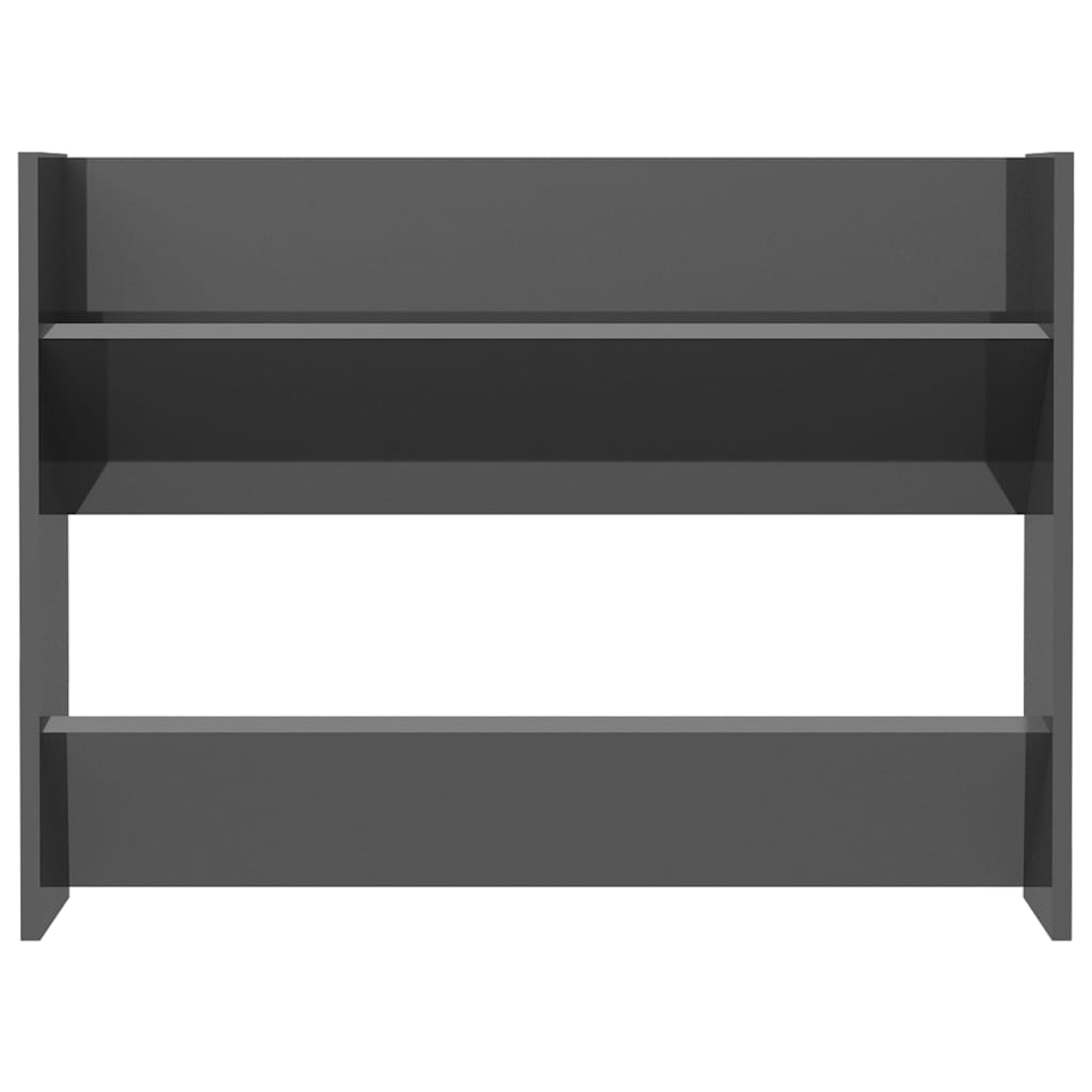 Scarpiera a Muro Grigio Lucido 80x18x60 cm in Legno Multistrato