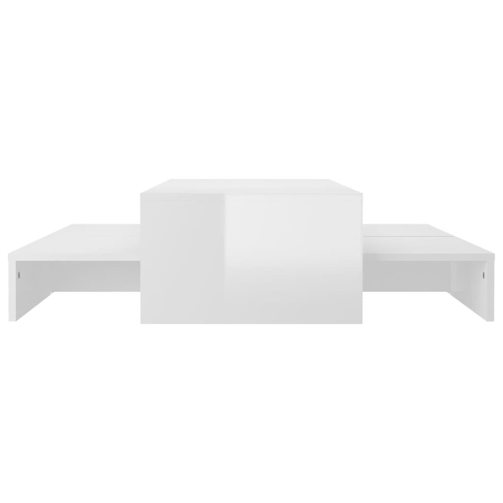 Set Tavolini ad Incastro Bianco Lucido 100x100x26,5 cm