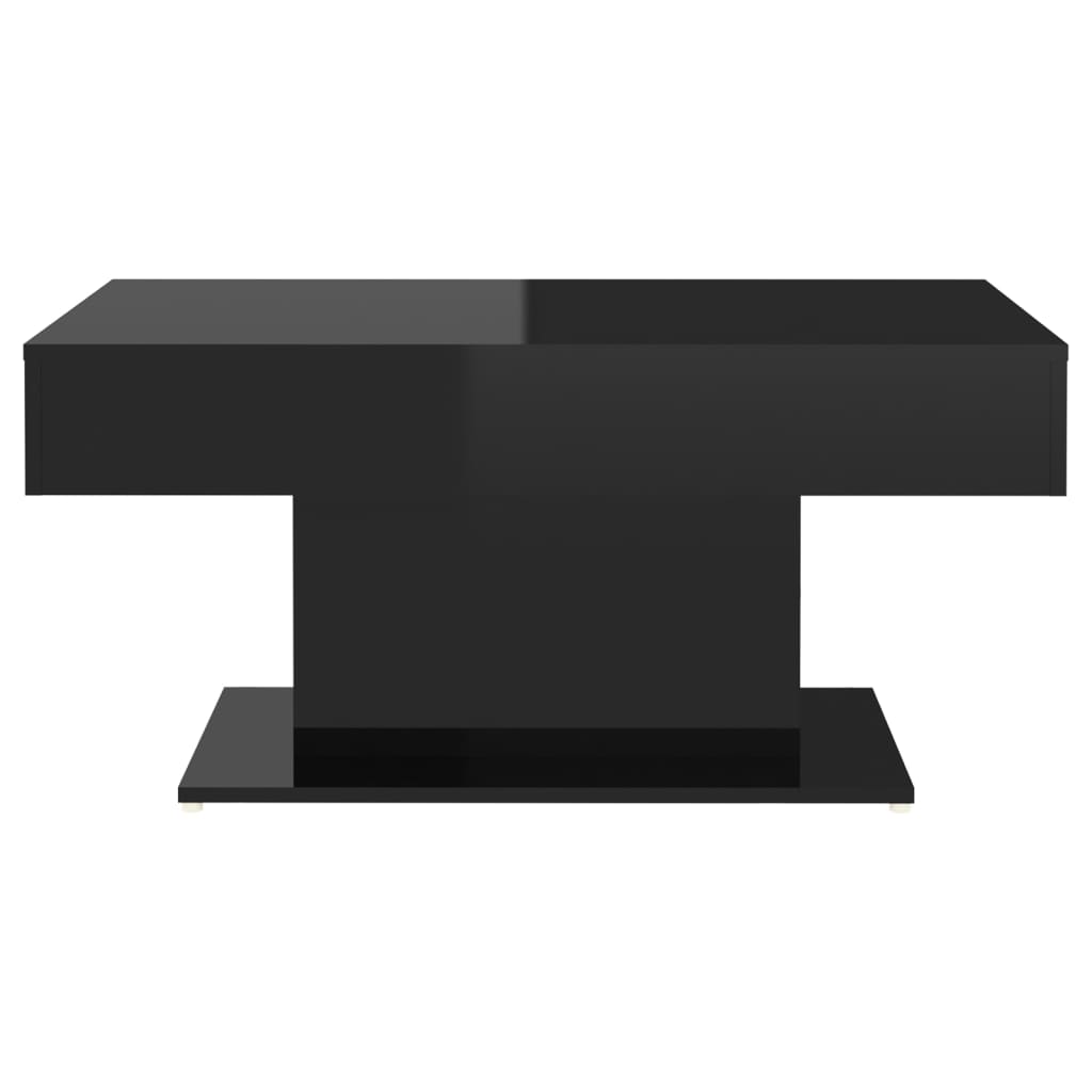 Tavolino da Salotto Nero Lucido 96x50x45 cm Legno Multistrato