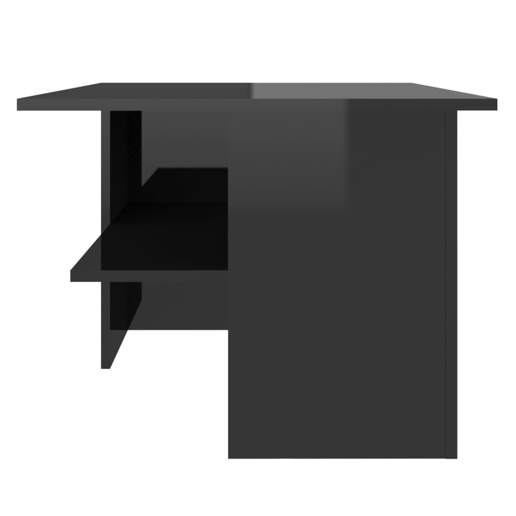 Tavolino Salotto Nero Lucido 90x60x46,5 cm Legno Multistrato