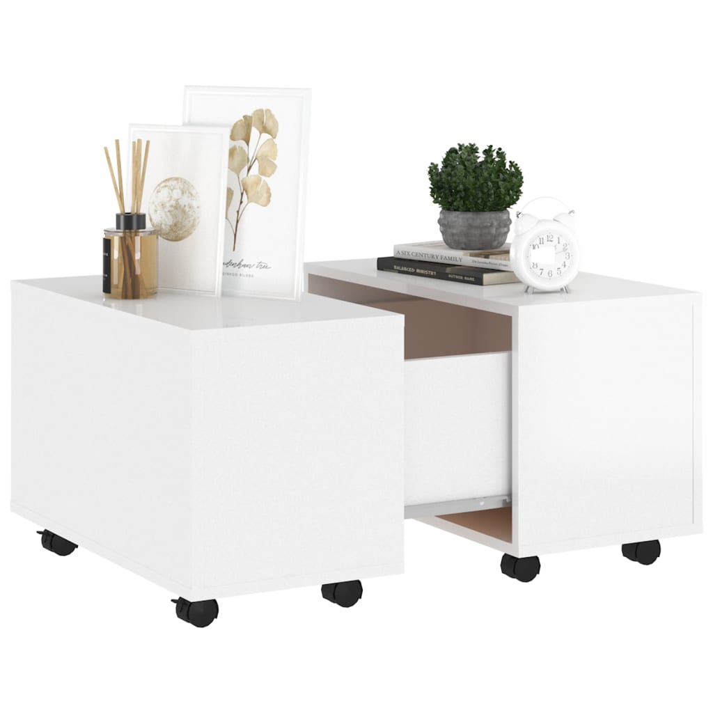 Tavolino da Salotto Bianco Lucido 60x60x38 cm Legno Multistrato