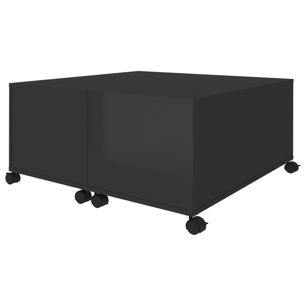 Tavolino da Salotto Nero Lucido 75x75x38 cm Legno Multistrato