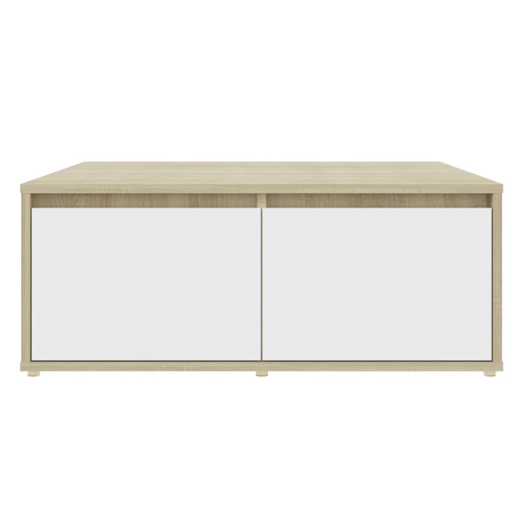 Tavolino Salotto Bianco e Rovere Sonoma 80x80x31cm Multistrato
