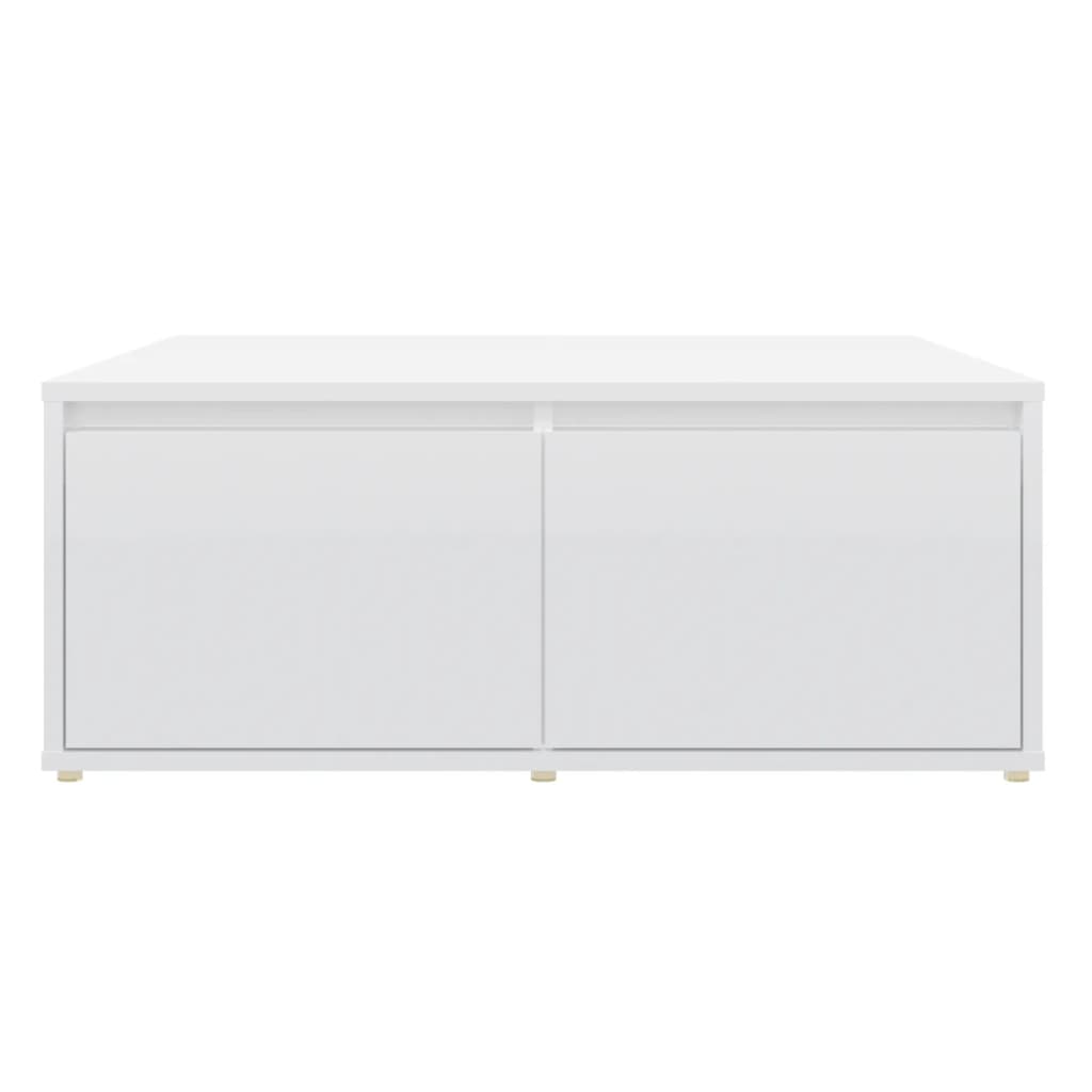 Tavolino da Salotto Bianco Lucido 80x80x31 cm Legno Multistrato