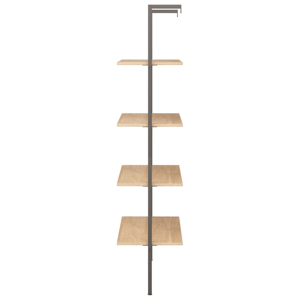 Scaffale Pendente 4 Livelli Marrone Chiaro e Nero 64x35x152,5cm