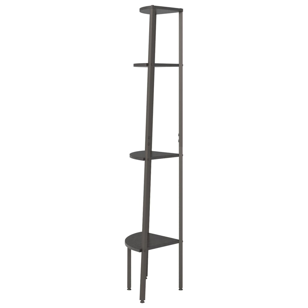 Scaffale Angolare a 4 Livelli Nero 45,5x31,5x150 cm