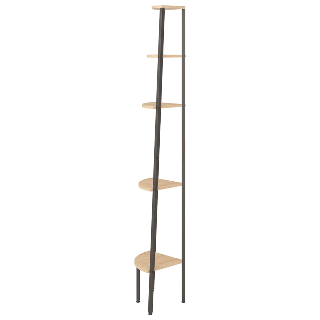 Scaffale Angolare 5 Livelli Marrone Chiaro Nero 45,5x31,5x180cm