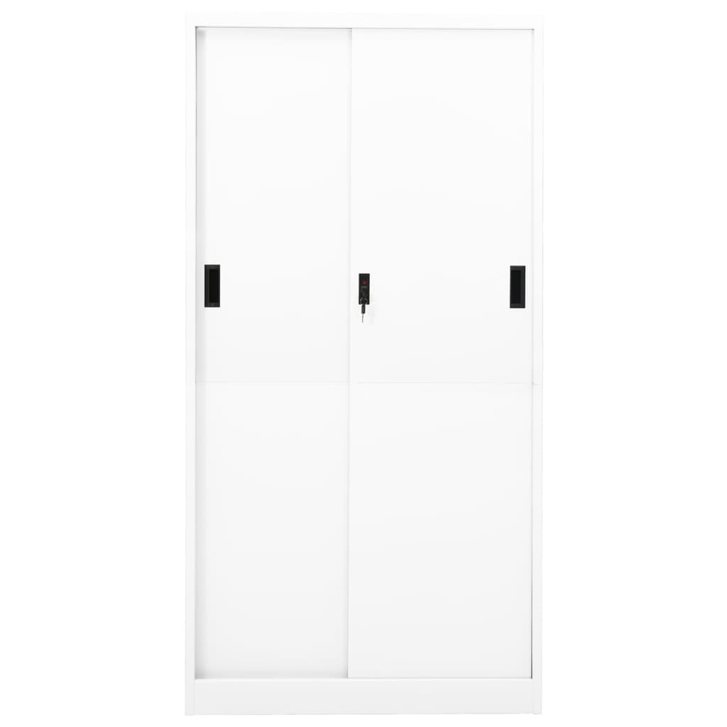 Armadio per Ufficio Anta Scorrevole Bianco 90x40x180 cm Acciaio