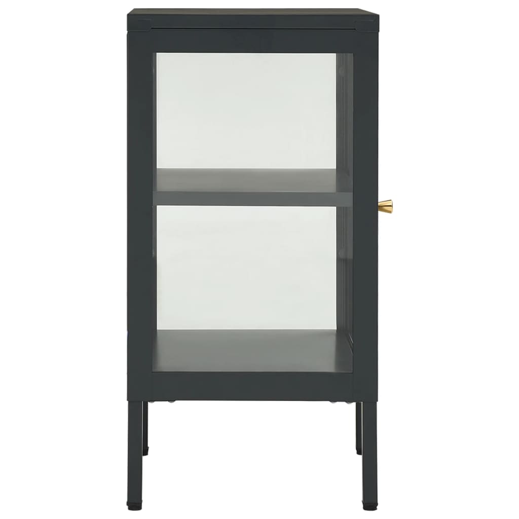 Credenza Antracite 38x35x70 cm in Acciaio e Vetro