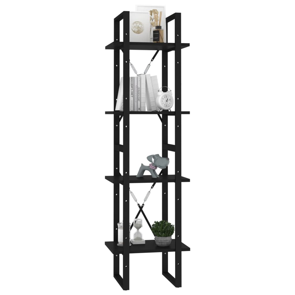 Libreria a 4 Ripiani Nera 40x30x140 cm in Legno Multistrato