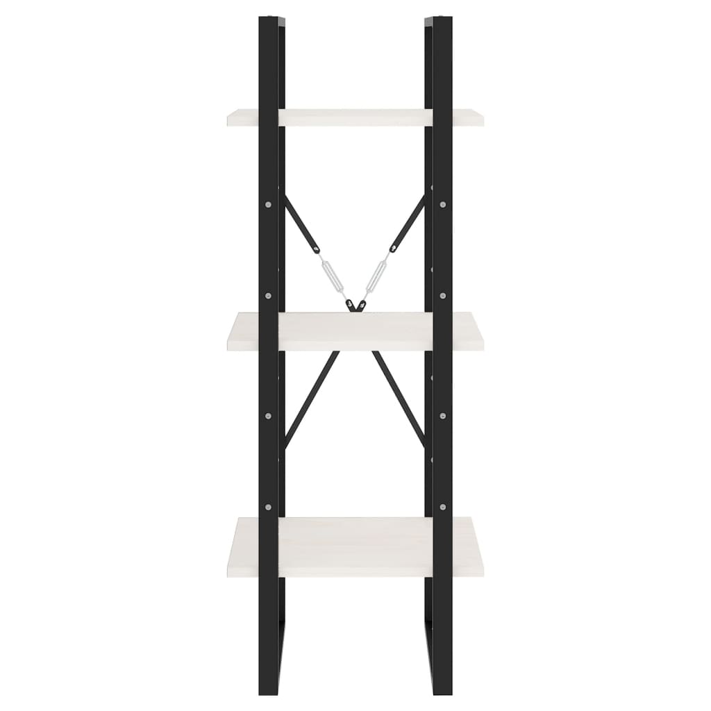 Libreria a 3 Ripiani Bianca 40x30x105 cm Legno Massello di Pino