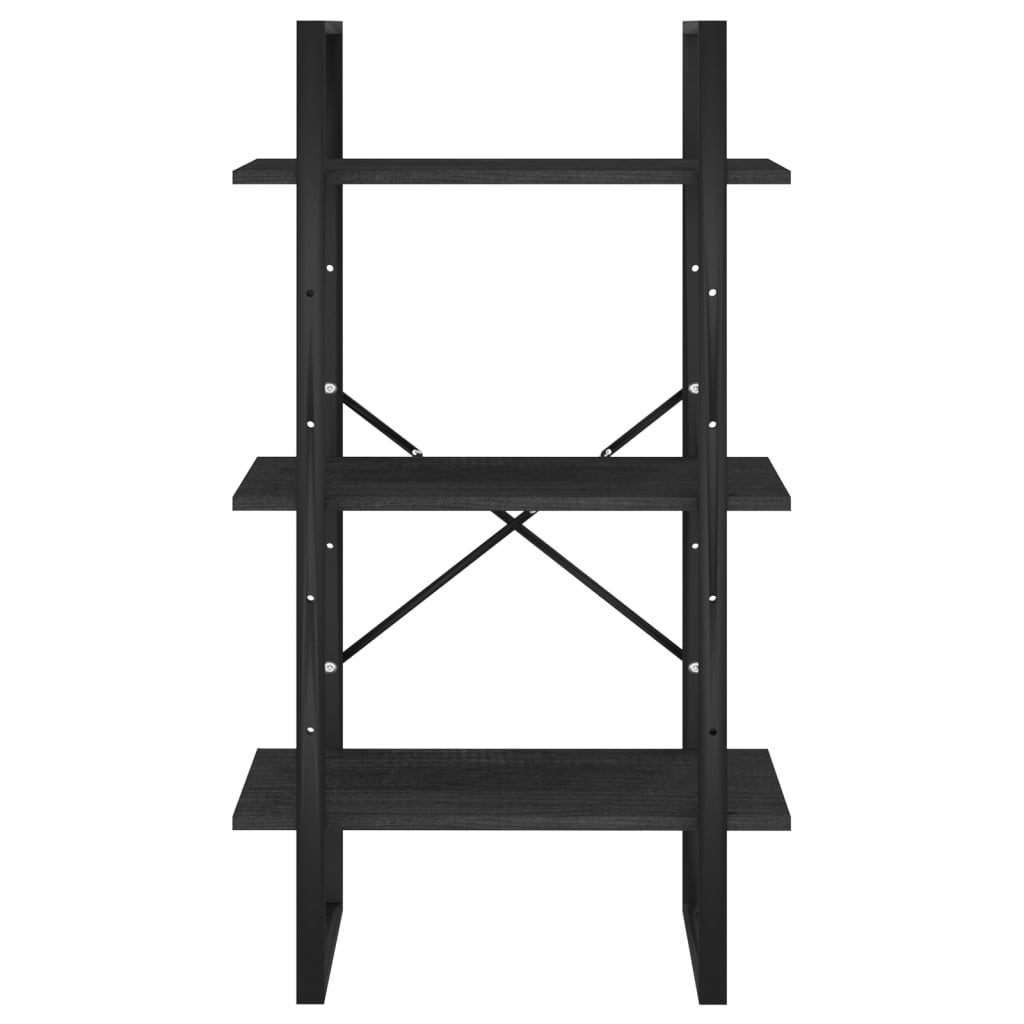 Scaffale Nero 60x30x105 cm in Legno Massello di Pino